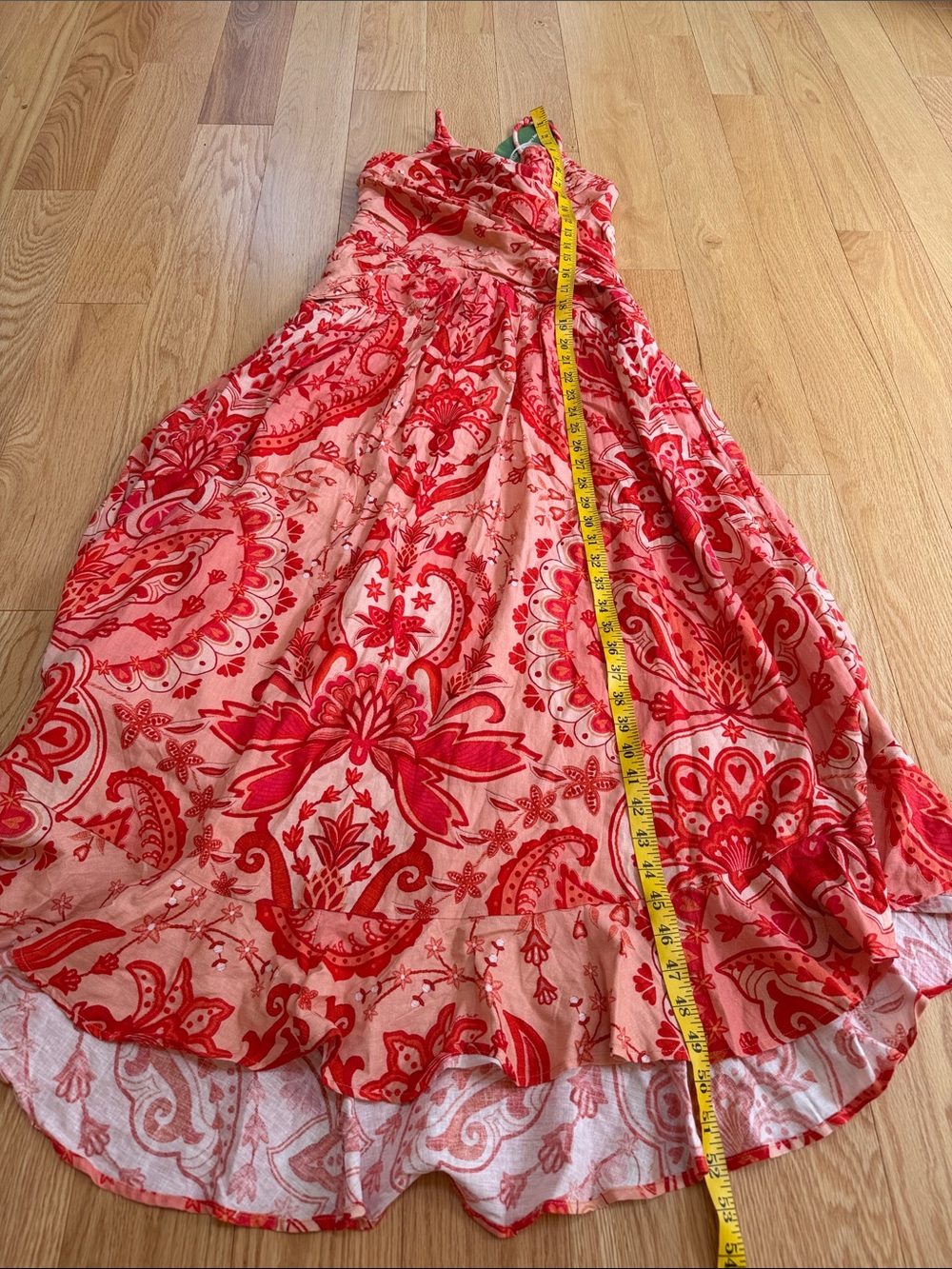 New! Farm Rio small linen blend crossover back tie string jaipur midi dress. - Picture 12 of 13